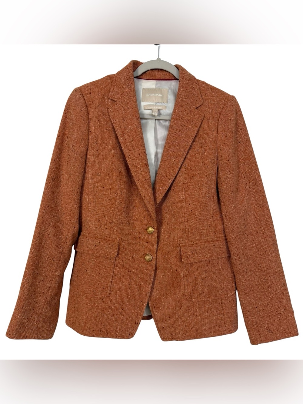 Banana Republic Wool Blend Orange Blazer Academia Career Jacket Size 10